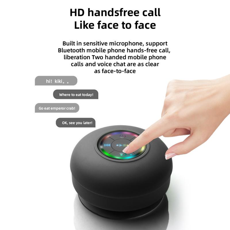 【Free Shipping】Mini Bluetooth Shower Speaker with LED light, Portable IPX4 Waterproof, Hands-Free Speakerphone. Rechargeable Using Micro USB, Wireless Stereo for Beach, Shower & Home - 3